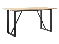 Mesa de comedor marco O madera maciza pino acero 140x80x75,5 cm