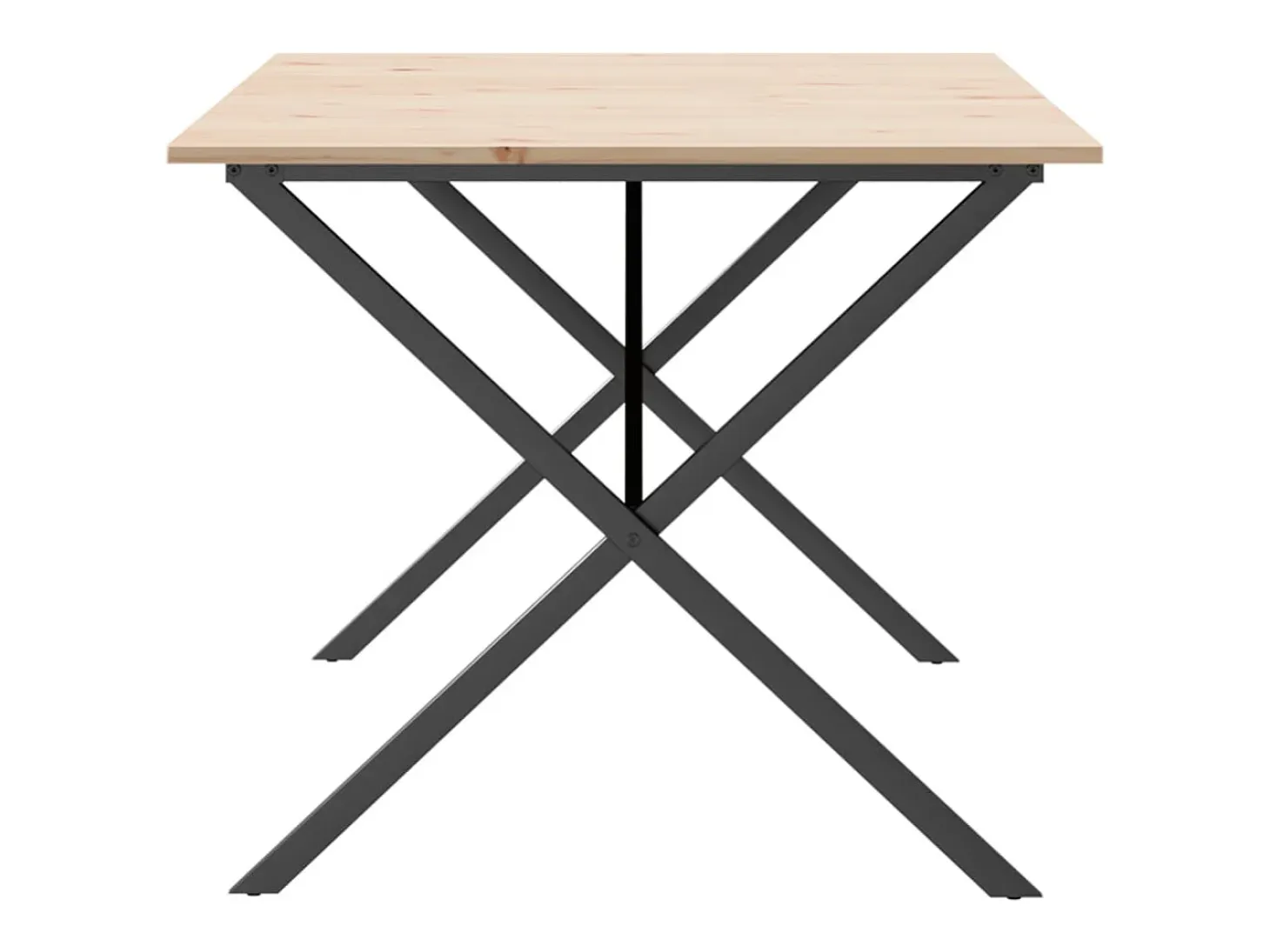 Mesa de comedor marco X madera maciza pino y hierro 180x90x75cm