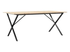 Mesa de comedor marco X madera maciza pino y hierro 180x90x75cm