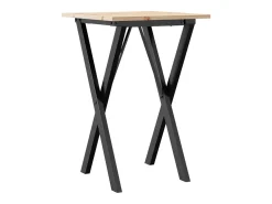 Mesa de comedor marco X madera maciza pino y hierro 50x50x75 cm