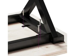 Mesa de comedor marco X madera maciza pino y hierro 50x50x75 cm