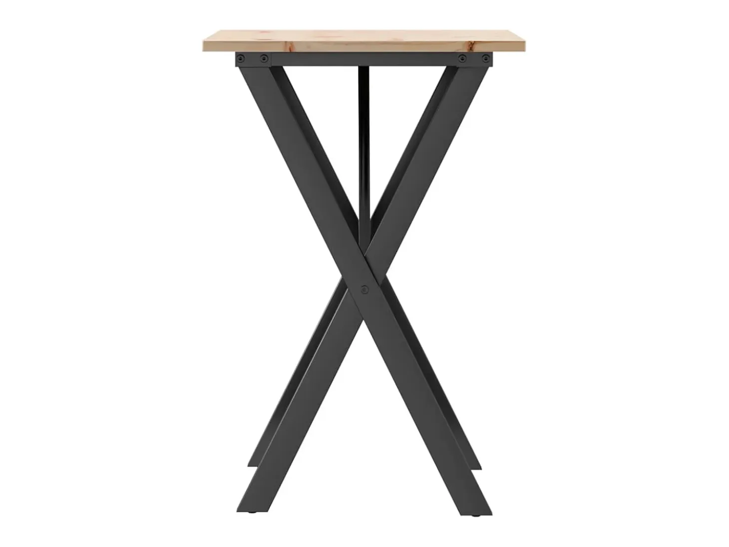 Mesa de comedor marco X madera maciza pino y hierro 50x50x75 cm