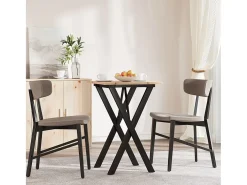 Mesa de comedor marco X madera maciza pino y hierro 50x50x75 cm