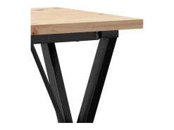 Mesa de comedor marco X madera maciza pino y acero 50x50x75,5cm