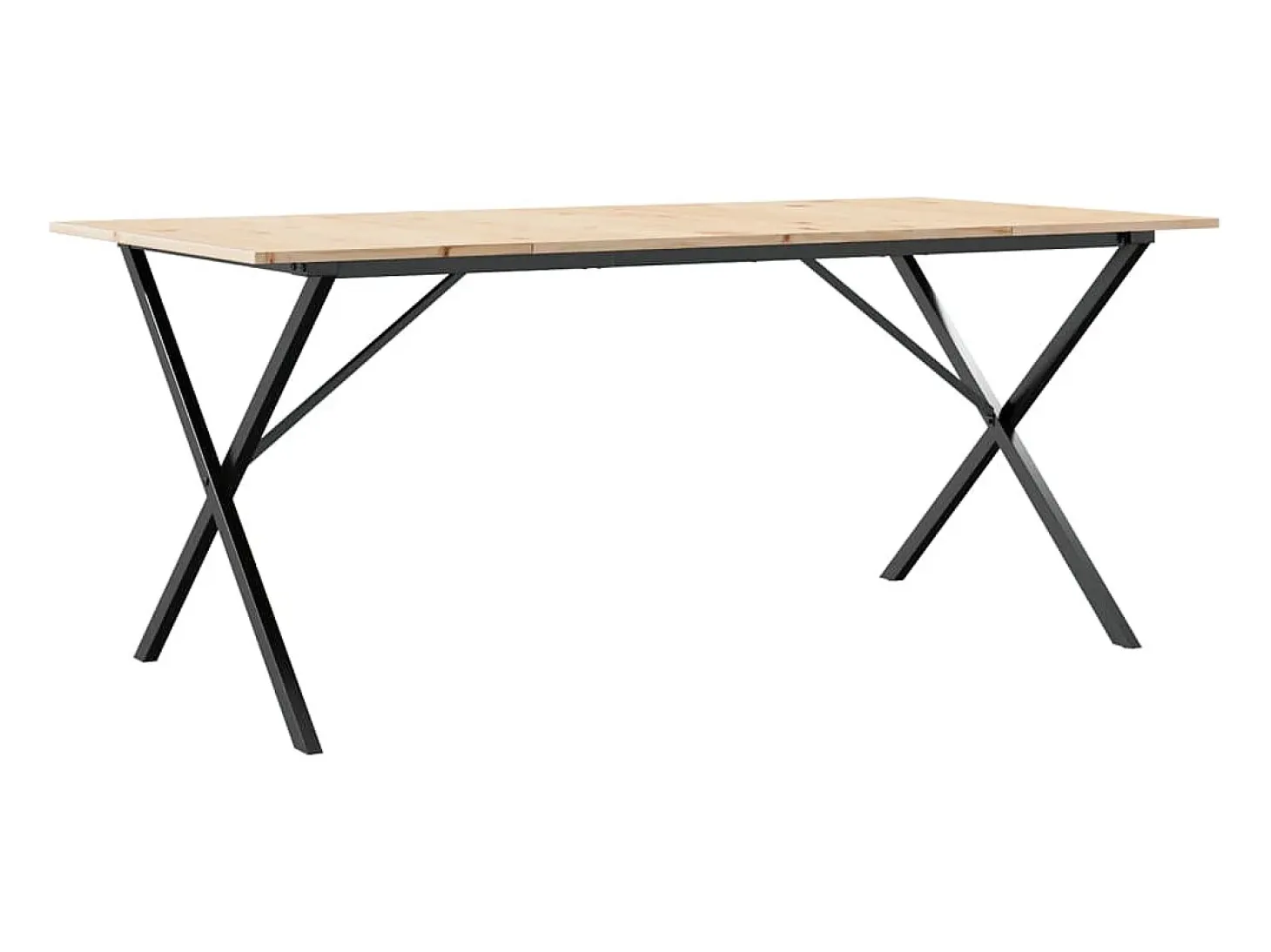 Mesa de comedor marco X madera maciza pino y hierro 180x90x75cm ES479129