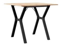 Mesa de comedor marco Y madera maciza pino y hierro 90x90x75 cm