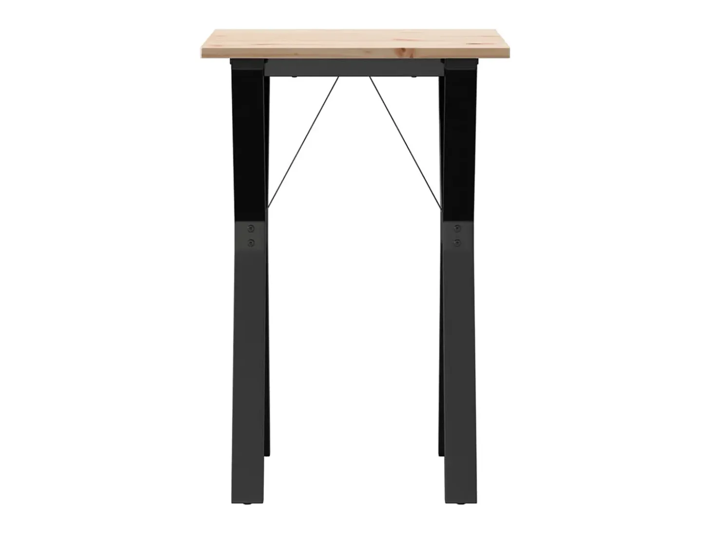 Mesa de comedor marco Y madera maciza pino y hierro 50x50x75 cm