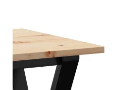 Mesa de comedor marco Y madera maciza pino y hierro 50x50x75 cm