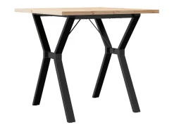 Mesa de comedor marco Y madera maciza pino y acero 80x80x75,5cm