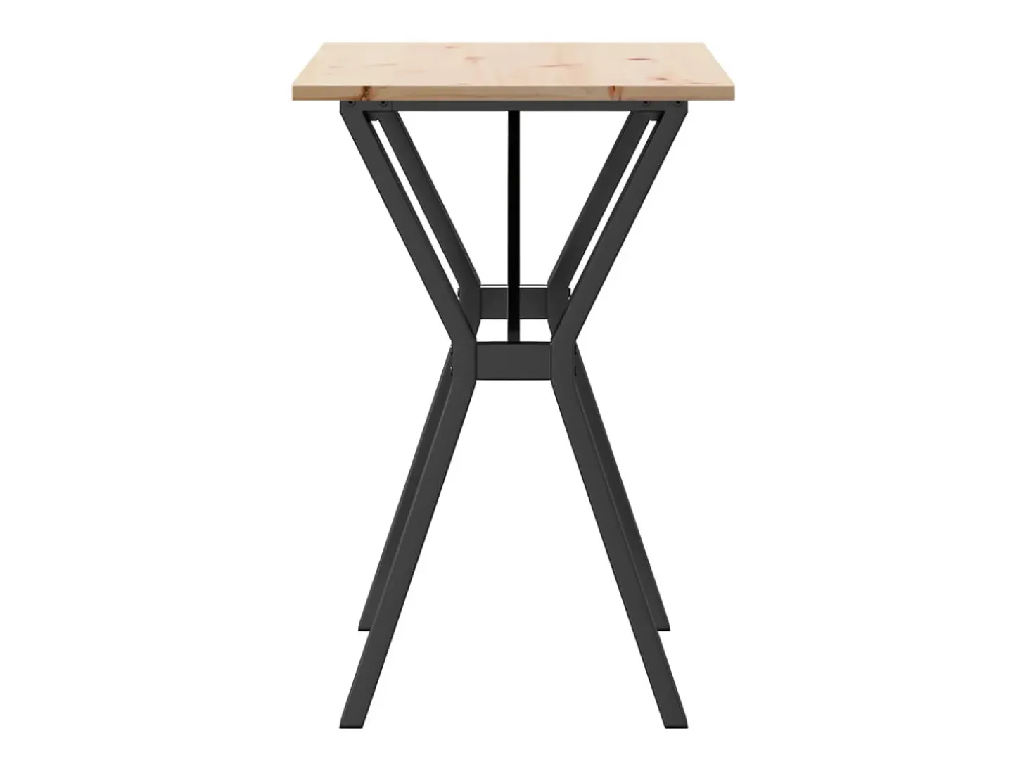 Mesa de comedor marco Y madera maciza pino y hierro 80x50x75 cm