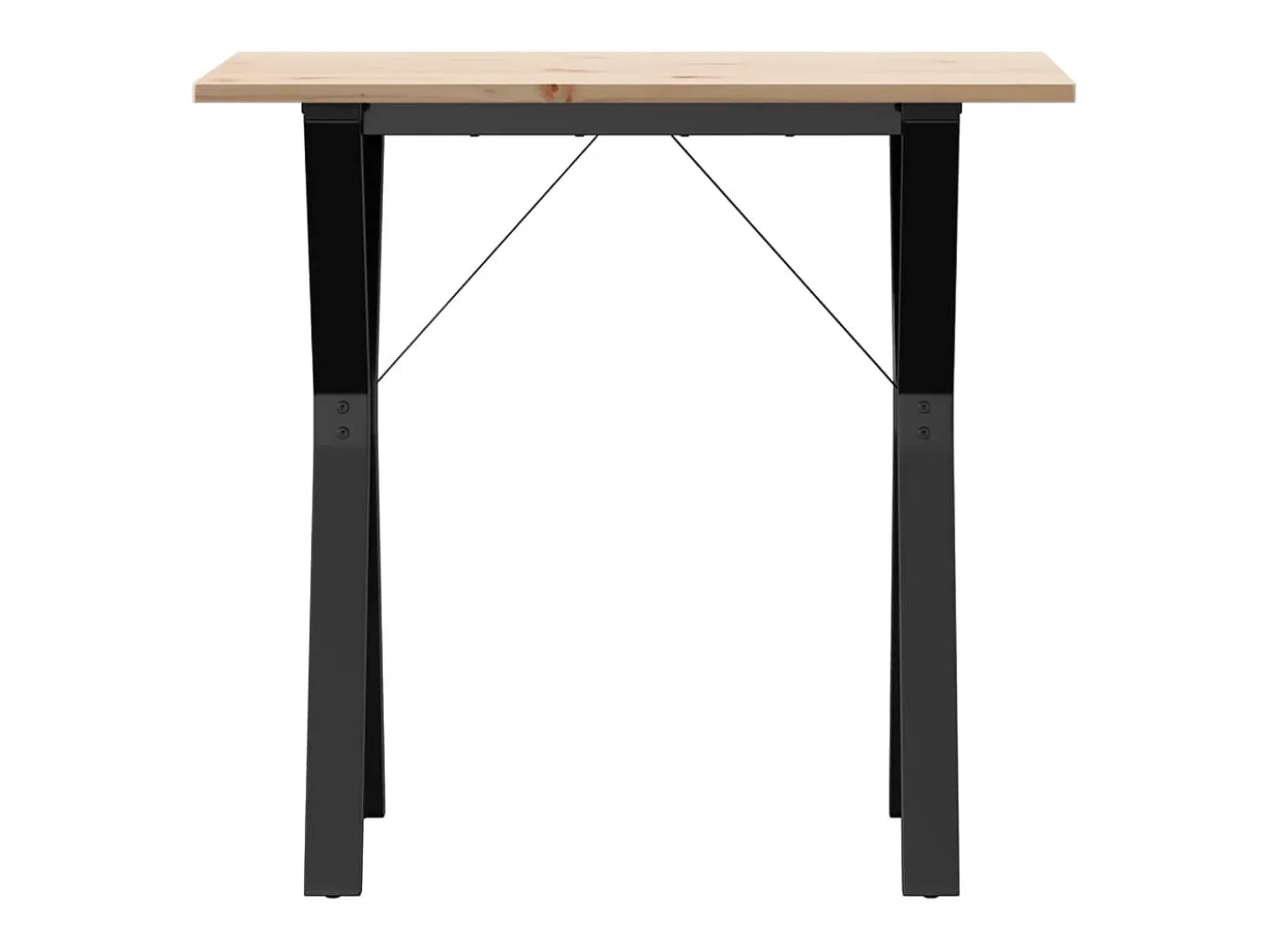 Mesa de comedor marco Y madera maciza pino y hierro 80x50x75 cm