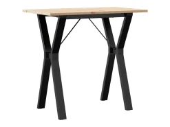 Mesa de comedor marco Y madera maciza pino y hierro 80x50x75 cm