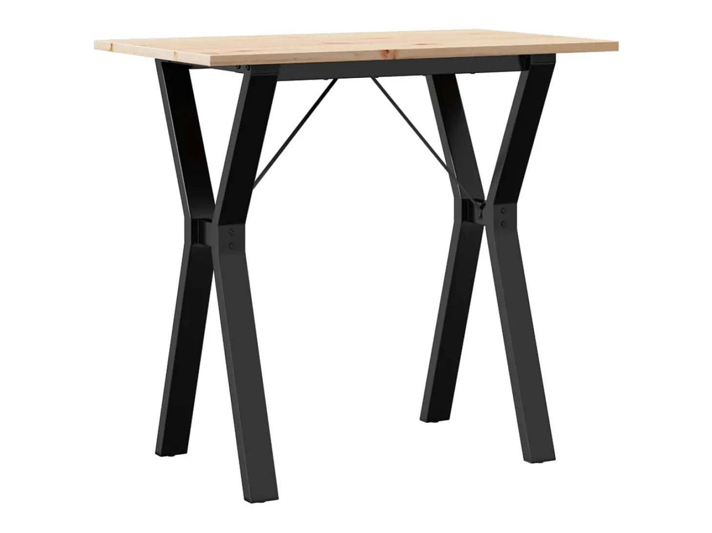 Mesa de comedor marco Y madera maciza pino y hierro 80x50x75 cm