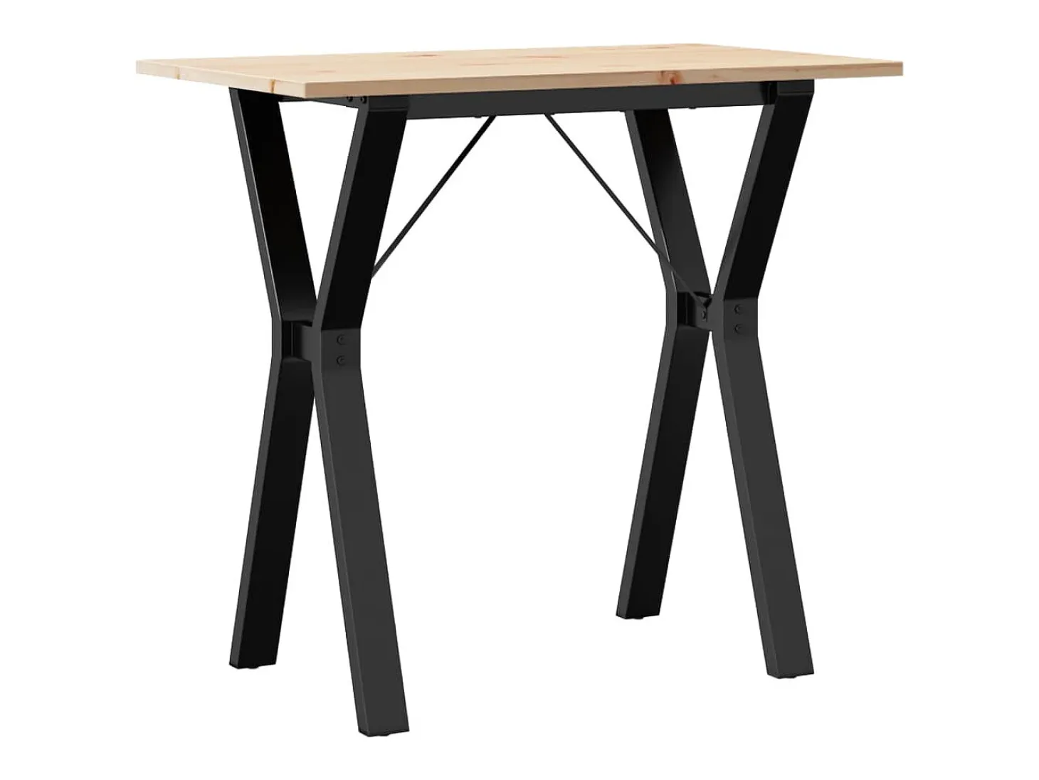 Mesa de comedor marco Y madera maciza pino y hierro 80x50x75 cm