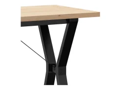 Mesa de comedor marco Y madera maciza pino acero 100x50x75,5 cm