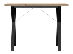 Mesa de comedor marco Y madera maciza pino acero 100x50x75,5 cm