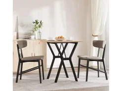 Mesa de comedor marco Y madera maciza pino y hierro 60x60x75 cm ES512201
