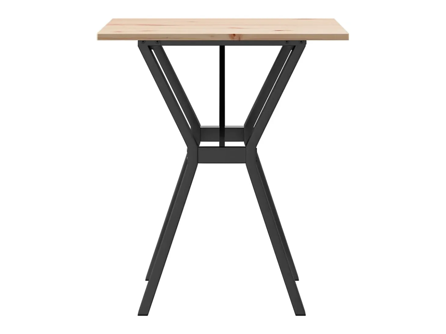 Mesa de comedor marco Y madera maciza pino y hierro 60x60x75 cm ES512201