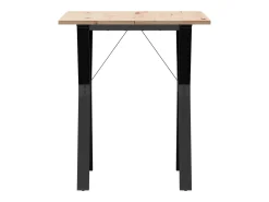 Mesa de comedor marco Y madera maciza pino y hierro 60x60x75 cm ES512201