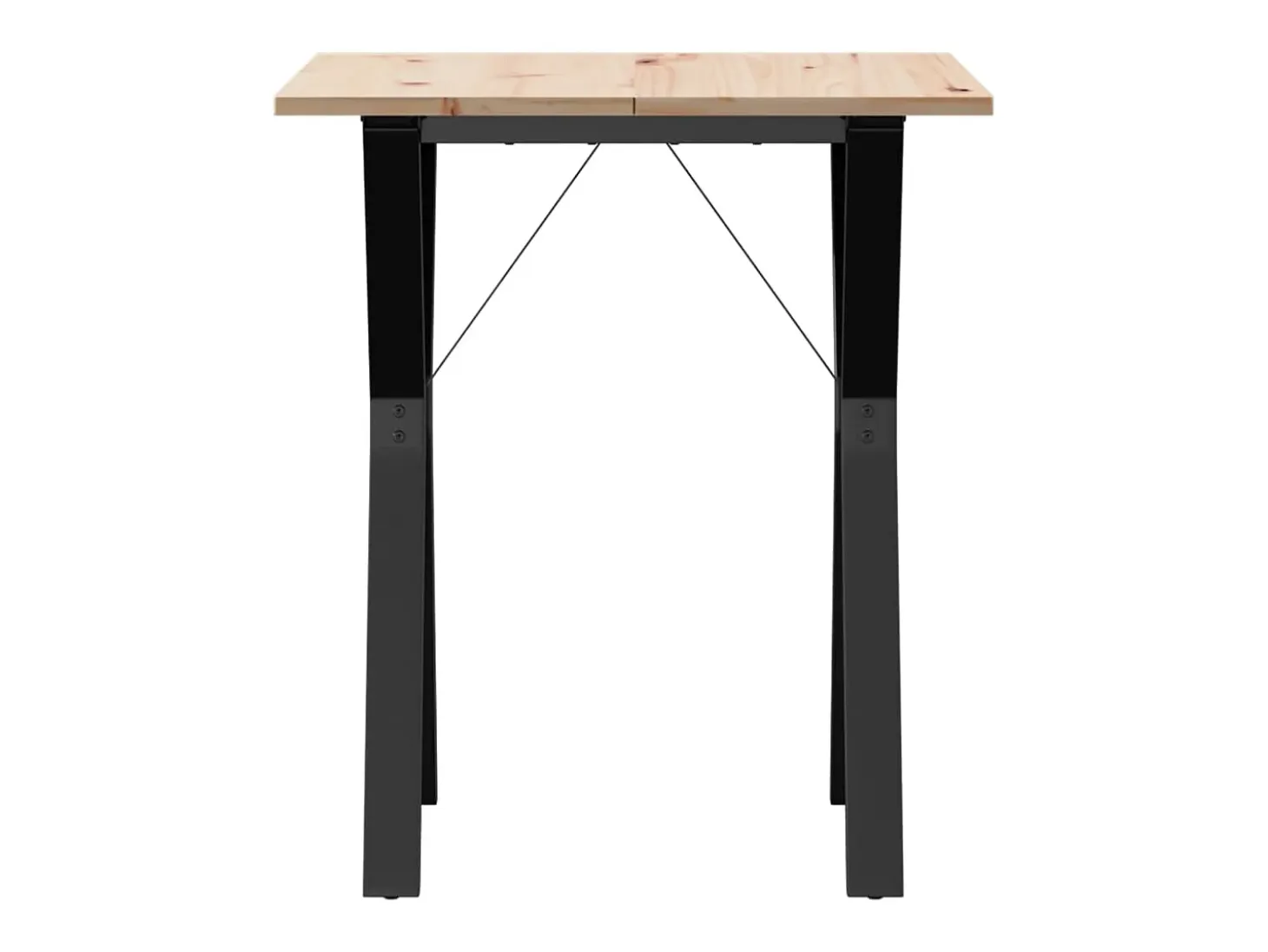 Mesa de comedor marco Y madera maciza pino y hierro 60x60x75 cm ES512201