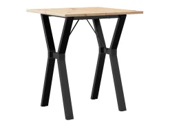 Mesa de comedor marco Y madera maciza pino y hierro 60x60x75 cm ES512201