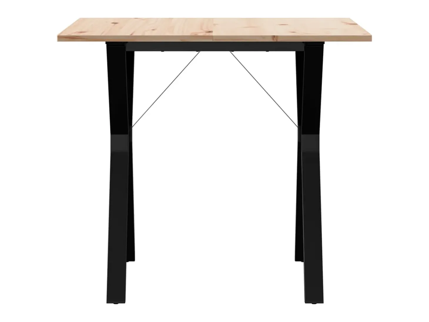 Mesa de comedor marco Y madera maciza pino y hierro 90x90x75 cm ES603294