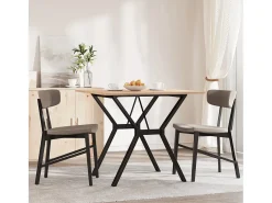 Mesa de comedor marco Y madera maciza pino y hierro 90x90x75 cm ES603294