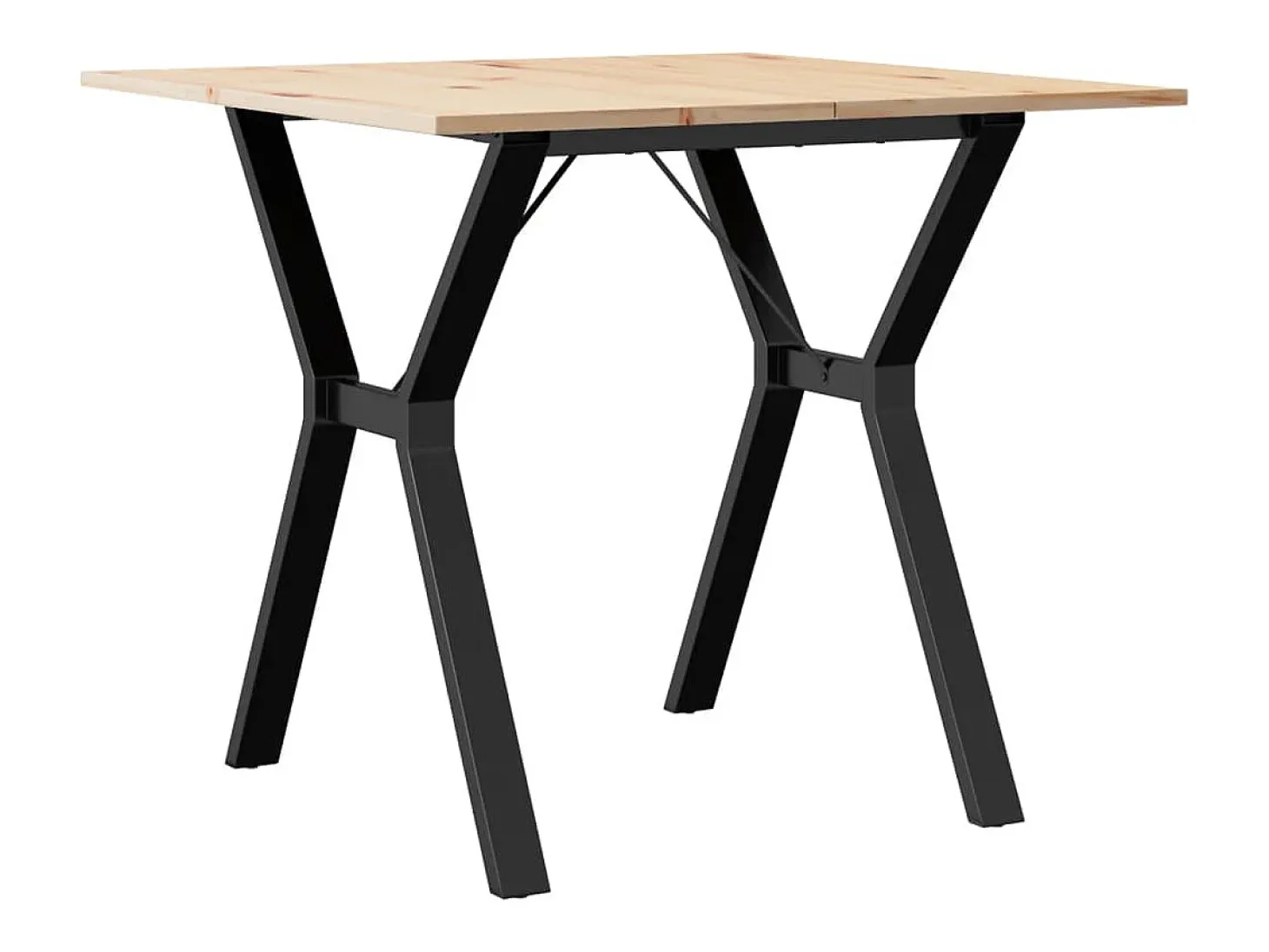 Mesa de comedor marco Y madera maciza pino y hierro 80x80x75 cm