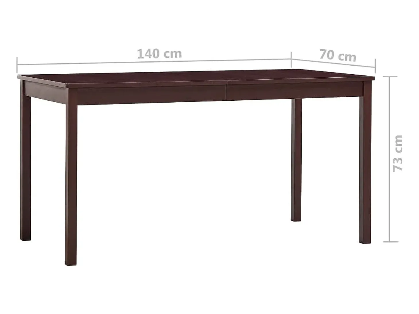 Mesa de Comedor Marrón Oscuro 140x70x73 cm Madera de Pino