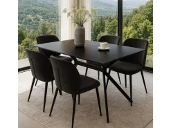 Mesa de comedor MCW-O58, negro-dorado