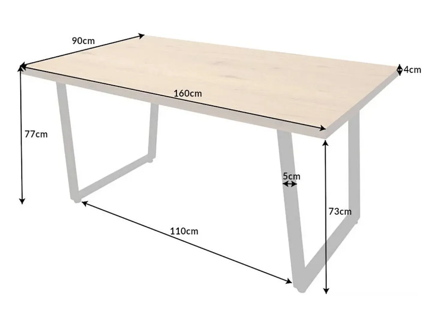 Mesa de comedor MERAX – acabado en roble claro y negro – 160 cm – Estilo industrial