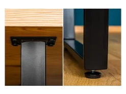 Mesa de comedor MERAX – acabado en roble claro y negro – 160 cm – Estilo industrial