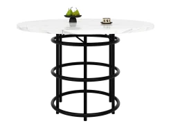 Mesa de comedor moderna - Mesa de comedor redonda con patas de bucle negras - Tablero de MDF - Para comedor y sala de estar