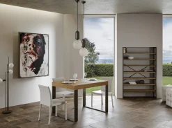 Mesa de comedor moderna Tiroz 130 cm de madera clara con patas de metal antracita