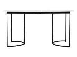 Mesa de comedor moderna 140x80cm, MDF blanco con patas de metal dorado, tablero de mármol (140x80x75 cm)