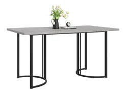 Mesa de comedor moderna 140x80cm, MDF blanco con patas de metal negro, tablero de mármol (140x80x75 cm)