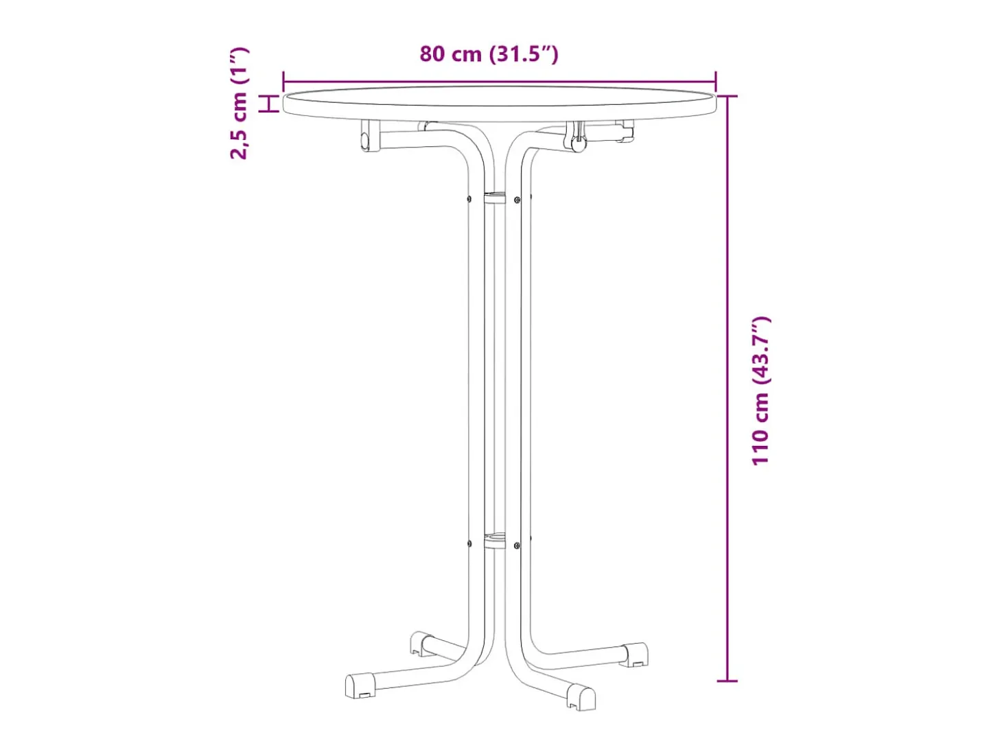 Mesa de comedor negra Ø80x110 cm de madera contrachapada y acero