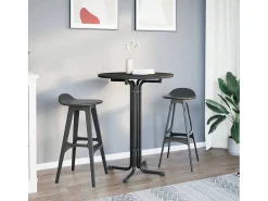 Mesa de comedor negra Ø80x110 cm de madera contrachapada y acero