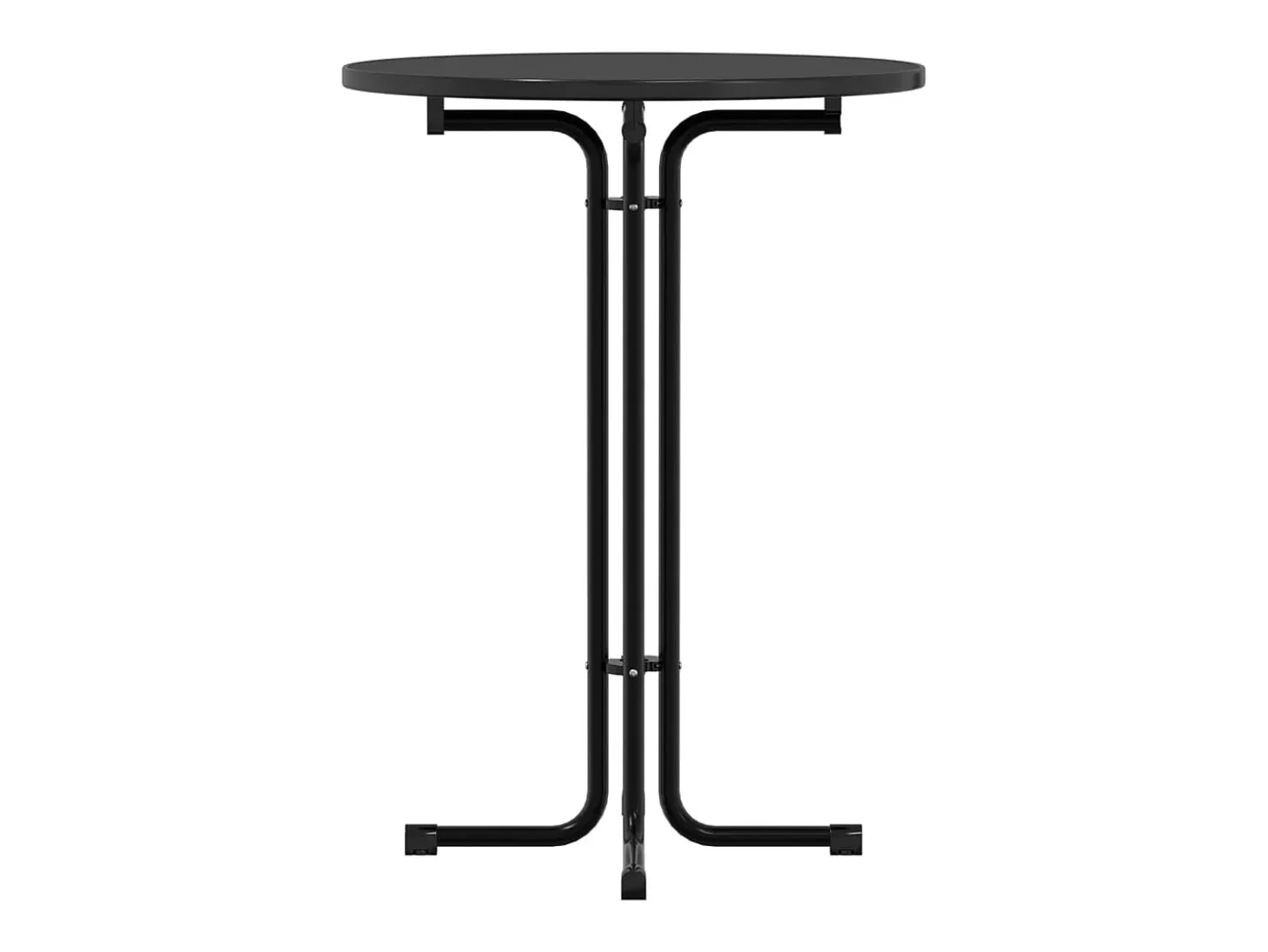 Mesa de comedor negra Ø80x110 cm de madera contrachapada y acero