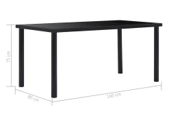 Mesa de comedor negra 160x80x75 cm Cristal templado