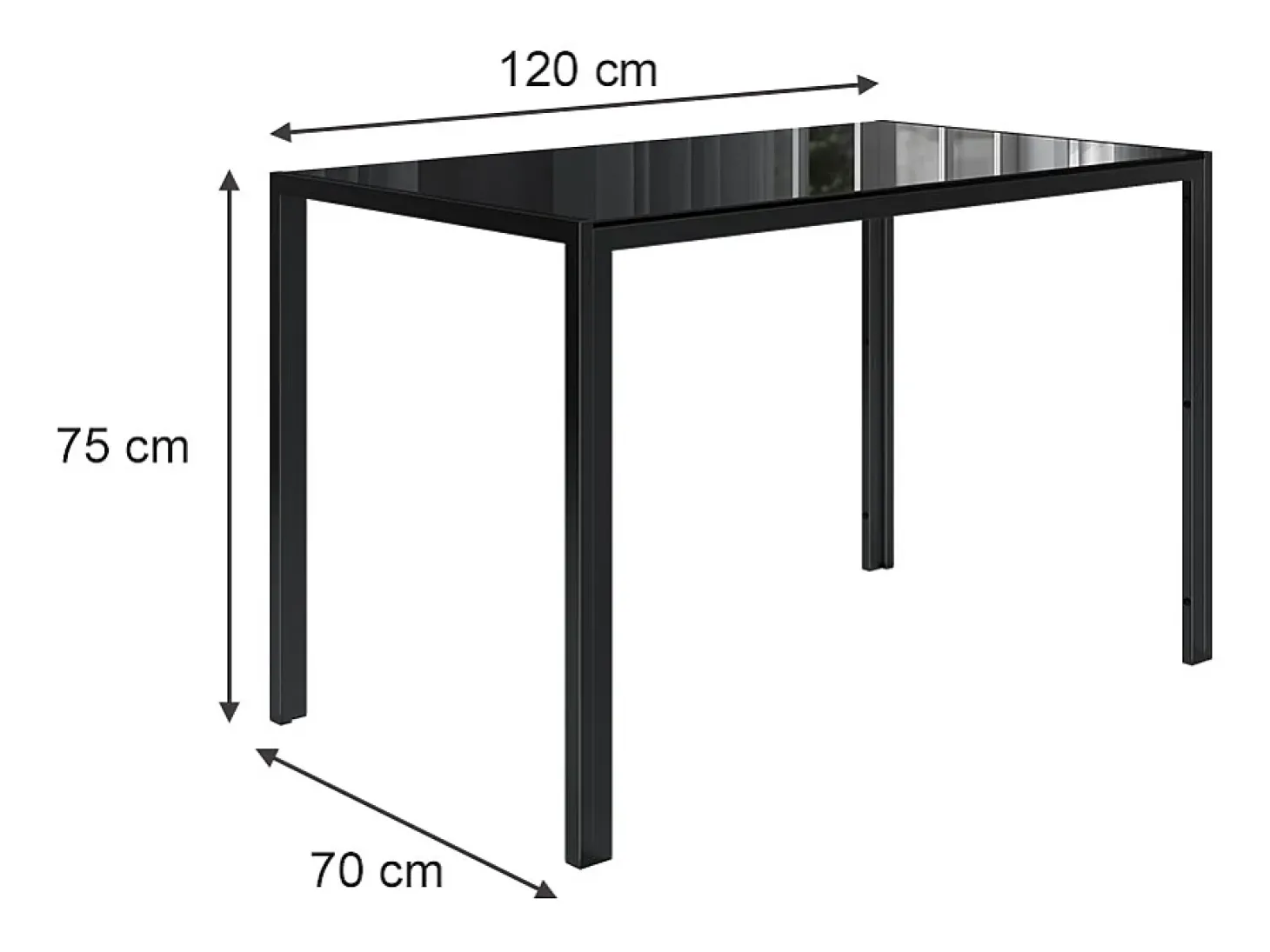 Mesa de comedor negro 120x70x75 grand