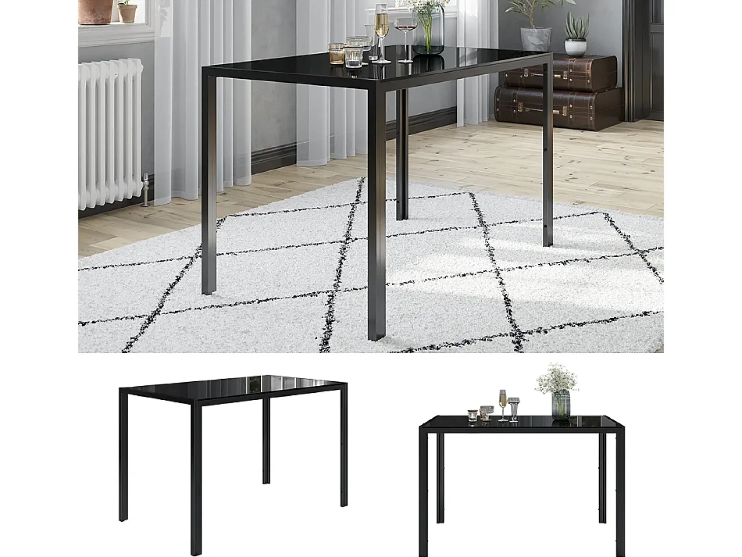 Mesa de comedor negro 120x70x75 grand