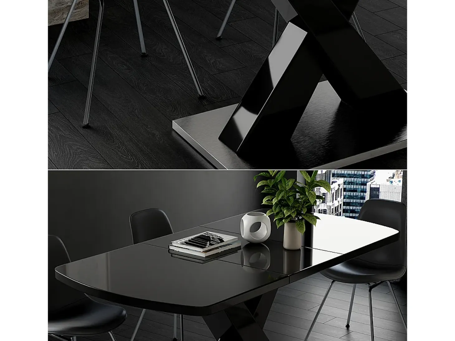 Mesa de comedor negro 120x80x76 chinto