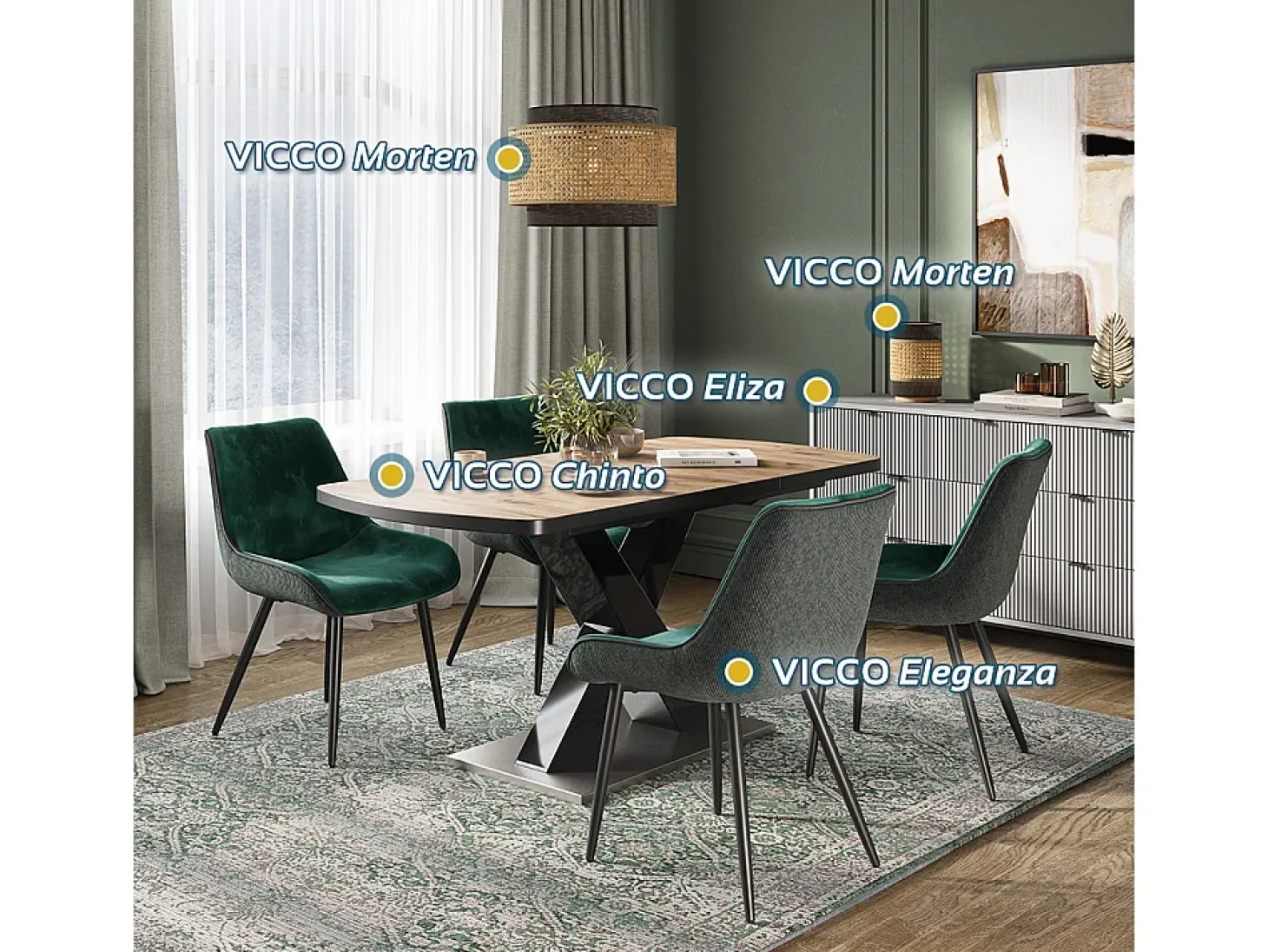 Mesa de comedor negro 120x80x76 chinto