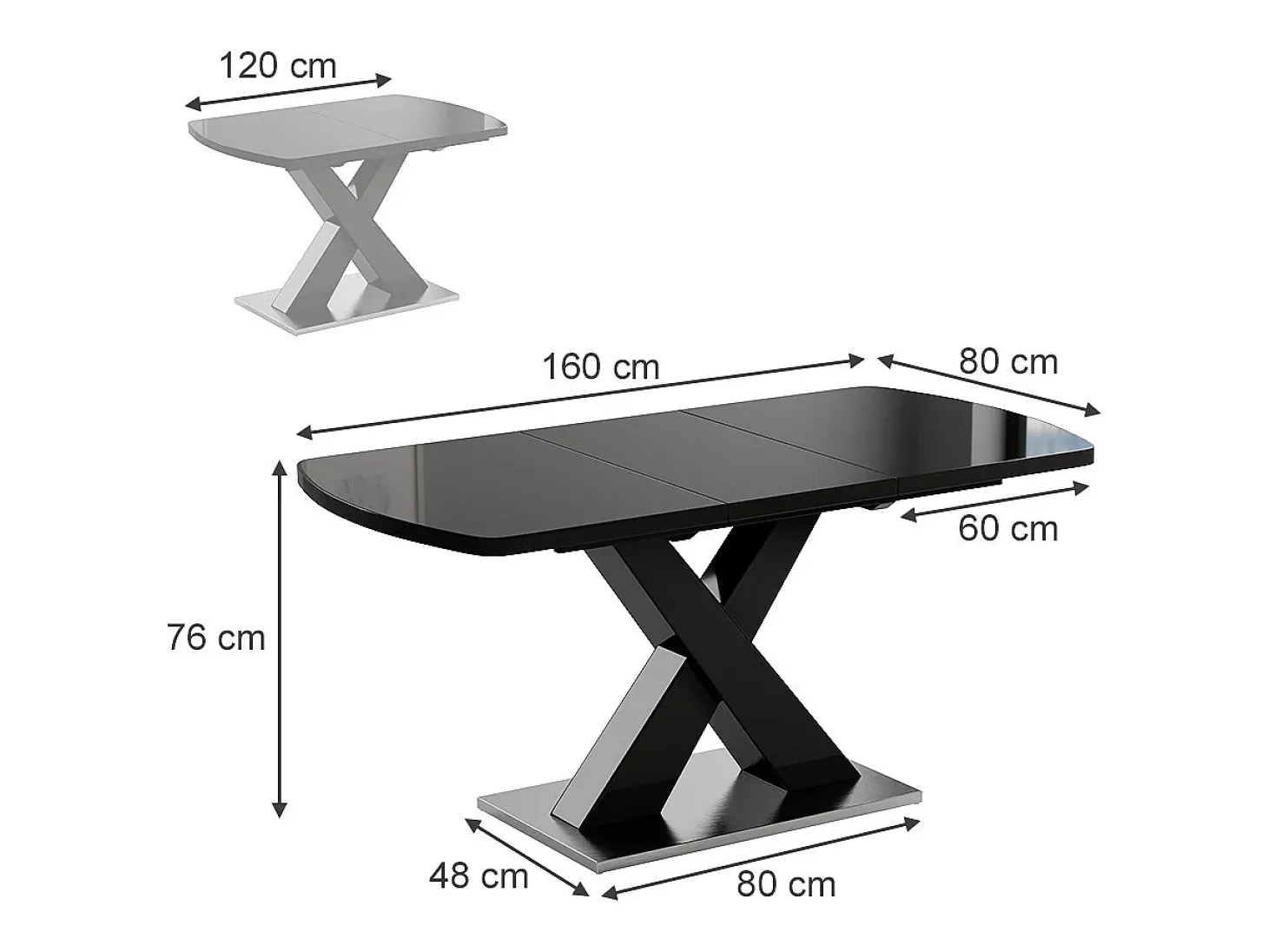 Mesa de comedor negro 120x80x76 chinto