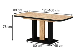 Mesa de comedor negro/roble 120x80x77.3 fenaro