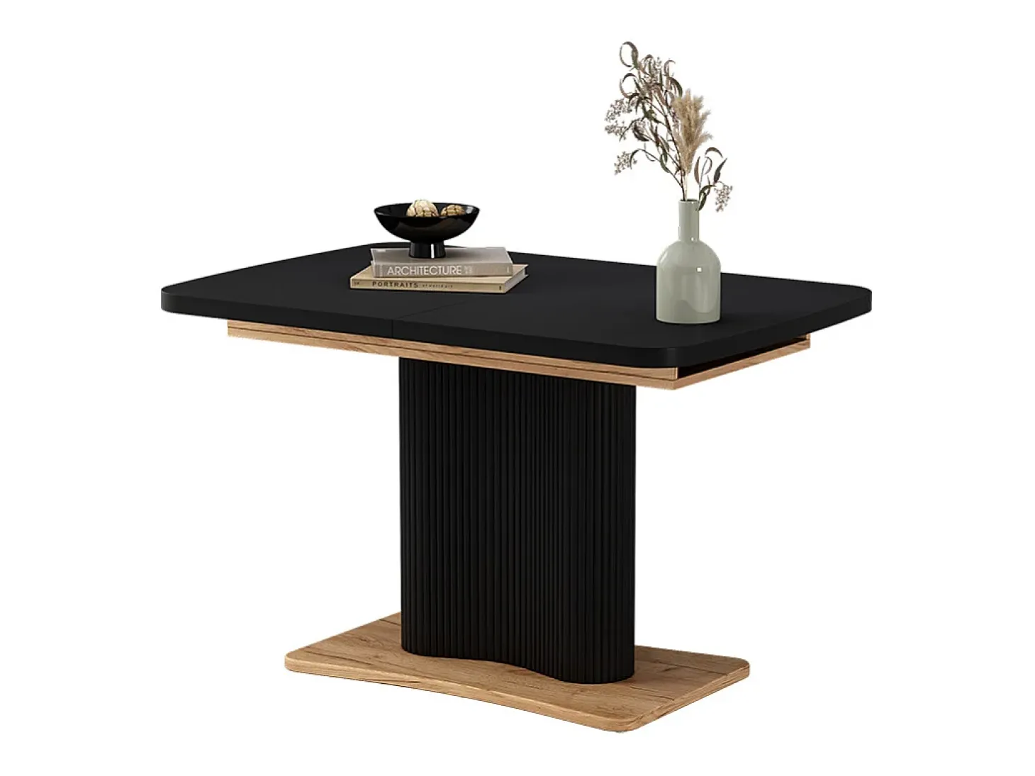Mesa de comedor negro/roble 120x80x77.4 fenaro
