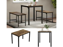 Mesa de comedor negro/roble rústico 70x70x75 fyrk