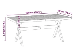 Mesa de comedor NOAIN con patas en forma de X 180x90x75cm pino macizo