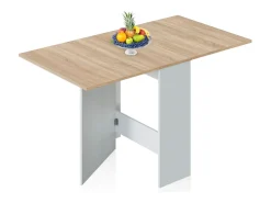 Mesa de comedor Nolix Blanco Artik (Blanco Mate) - Roble Canadian